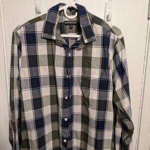 Express Men's Button Down Shirt Plaid Size L